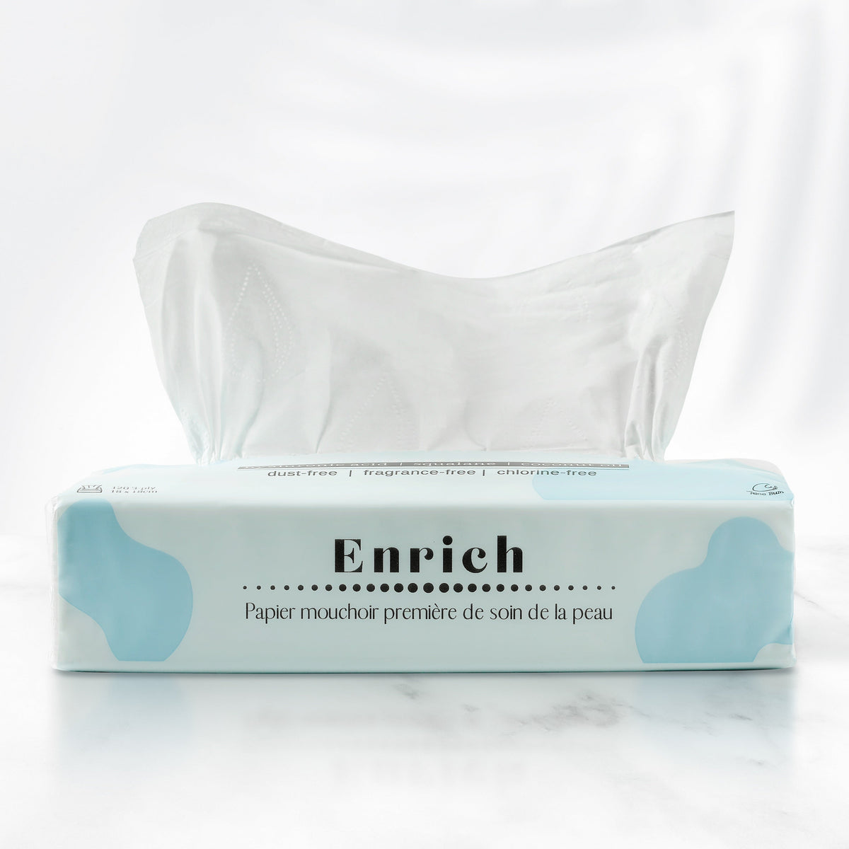 Enrich facial tissues pulled out with zero dust, safe for allergies and flu care